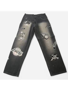 Vintage NBA all over print logo jeans size 34
